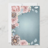 Dusty Blue en Blush Pink Woodland Wedding Kaart (Achterkant)