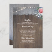 Dusty Blue en Blush Rustieke Bruiloft Informatie Informatiekaartje (Voorkant / Achterkant)