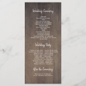 Dusty Blue en Blush Rustieke Houten Trouwprogramma Programmakaart (Achterkant)