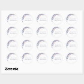 Dusty Blue en Blush Waterverf Flowers Bruiloft Ronde Sticker (Vel)