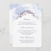 Dusty Blue en Blush Wedding Informatie Gast Informatiekaartje (Voorkant / Achterkant)