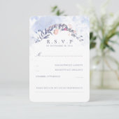 Dusty Blue en Blush Wedding RSVP (Staand voorkant)