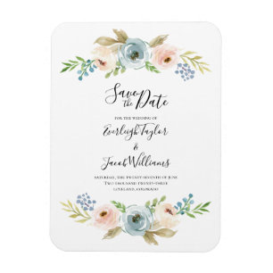 Dusty Blue en Blush Wedding Save the Date Magnet Magneet