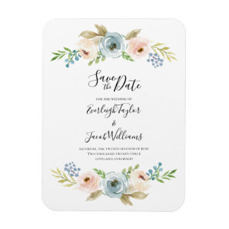 Dusty Blue en Blush Wedding Save the Date Magnet Magneet