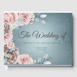 Dusty Blue en Blush Woodland Winter Wedding Gastenboek