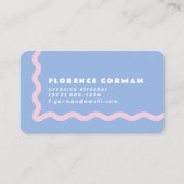 Dusty Blue en Bord Pink Wavy Lijst Visitekaartje (Voorkant)