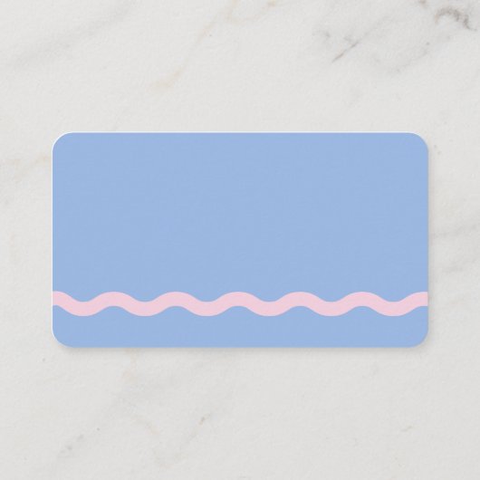 Dusty Blue en Bord Pink Wavy Lijst Visitekaartje (Achterkant)