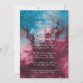 Dusty Blue en Bourgogne Alcohol Ink Couples Douche Kaart