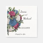 Dusty Blue en Bourgogne bloemetjesservet Servet (Voorkant)