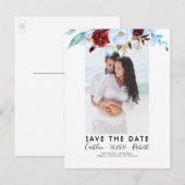 Dusty Blue en Bourgogne Red Foto Opslaan van de Da Aankondigingskaart (Voorkant / Achterkant)