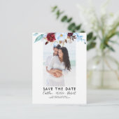 Dusty Blue en Bourgogne Red Foto Opslaan van de Da Aankondigingskaart (Staand voorkant)