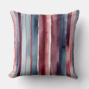Dusty Blue en Bourgogne Roos Stripes Kussen