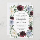 Dusty Blue en Bourgondië Boho Herfst repetitie Din Kaart (Voorkant)