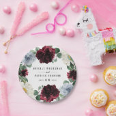 Dusty Blue en Bourgondië Cranberry Herfst Event Papieren Bordje (Feest)