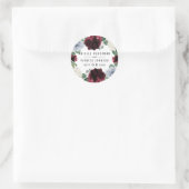 Dusty Blue en Bourgondië Cranberry herfstbruiloft Ronde Sticker (Tas)