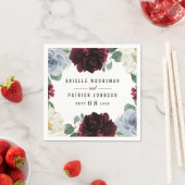 Dusty Blue en Bourgondië Cranberry herfstbruiloft Servet (Insitu)