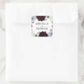 Dusty Blue en Bourgondië Cranberry herfstbruiloft Vierkante Sticker (Tas)
