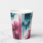 Dusty Blue en Bourgondische wervelende bruiloft Papieren Bekers (Rechts)