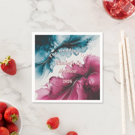 Dusty Blue en Bourgondische wervelende bruiloft Servet (Insitu)