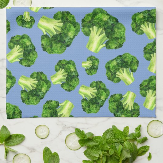 Dusty Blue en Broccoli Theedoek (Gevouwen)