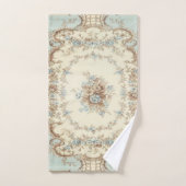 Dusty Blue en Brown Floral Oriental Bad Handdoek (Handdoek)