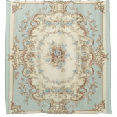 Dusty Blue en Brown Floral Oriental Douchegordijn (Voorkant)