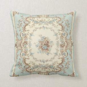 Dusty Blue en Brown Floral Oriental Kussen