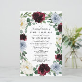 Dusty Blue en Burgundy Boho Fall Wedding Programs (Staand voorkant)