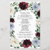 Dusty Blue en Burgundy Boho Fall Wedding Programs (Achterkant)
