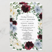 Dusty Blue en Burgundy Boho Fall Wedding Programs (Voorkant / Achterkant)