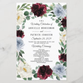 Dusty Blue en Burgundy Boho Fall Wedding Programs (Voorkant)