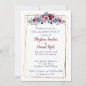 Dusty Blue en Burgundy Engagement Party Kaart (Voorkant)