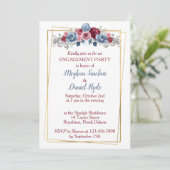 Dusty Blue en Burgundy Engagement Party Kaart (Staand voorkant)