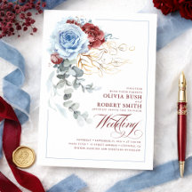 Dusty Blue en Burgundy Red Boho Floral Wedding
