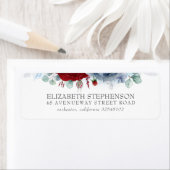 Dusty Blue en Burgundy Red Floral Elegant Etiket (Insitu)