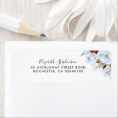 Dusty Blue en Burgundy Red Flowers Etiket (Insitu)