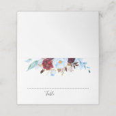 Dusty Blue en Burgundy Red Flowers Plaatskaartje (Buitenkant ongevouwen)