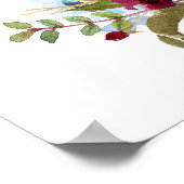 Dusty Blue en Burgundy Red Flowers Poster (Hoek)