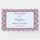 Dusty Blue en Burgundy Vrijgezellenfeest Welcome Spandoek (Horizontaal)