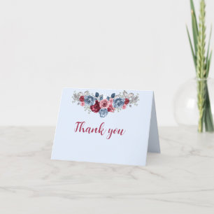 Dusty Blue en Burgundy Wedding Hartelijk dank Bedankkaart