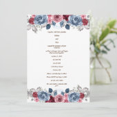 Dusty Blue en Burgundy Wedding Invitation Kaart (Staand voorkant)