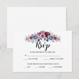 Dusty Blue en Burgundy Wedding RSVP