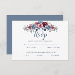 Dusty Blue en Burgundy Wedding RSVP Enclosure