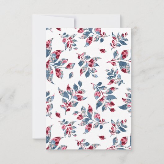 Dusty Blue en Burgundy Wedding RSVP Enclosure Save The Date (Achterkant)