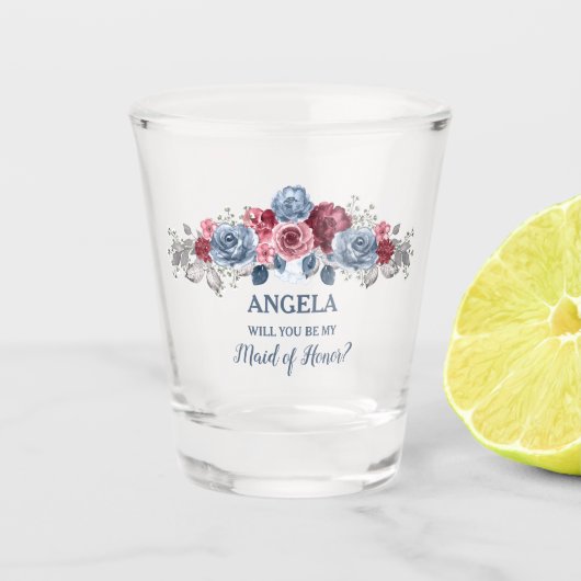 Dusty Blue en Burgundy zijn mijn dienstmeisje? Shot Glas (Voorkant)