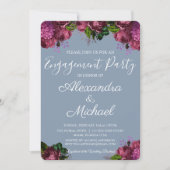 Dusty Blue en Cranberry Bourgondië verlovingsfeest Kaart (Voorkant)