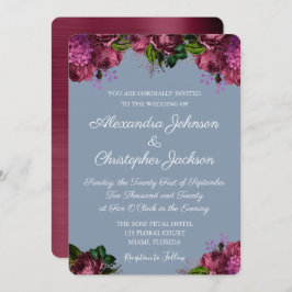 Dusty Blue en Cranberry Burgundy Wedding Kaart