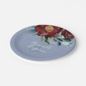 Dusty Blue en Cranberry Burgundy Wedding Papieren Bordje (Gekanteld)