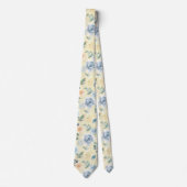 Dusty Blue en Cream Floral Rozen Waterverf Neck Stropdas (Voorkant)