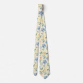 Dusty Blue en Cream Floral Rozen Waterverf Neck Stropdas (Achterkant)